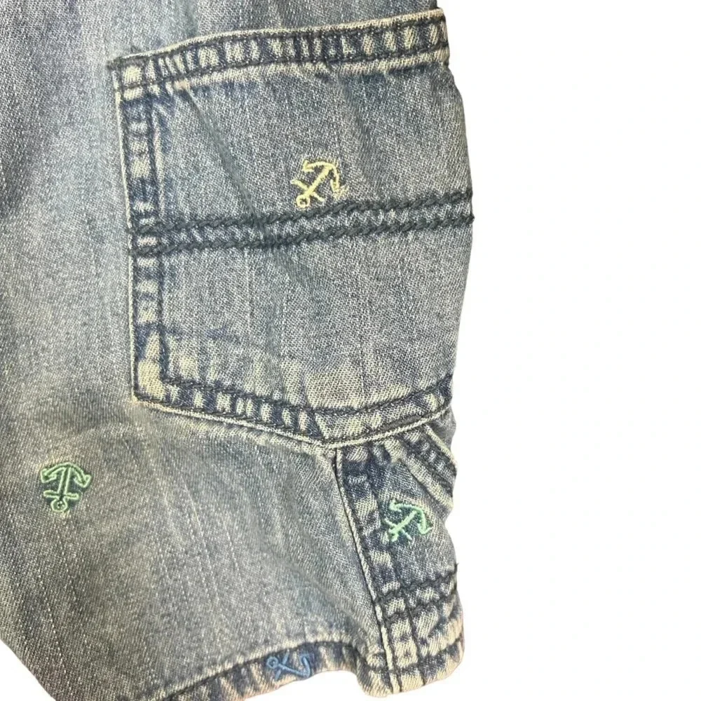OshKosh B’gosh denim 100% cotton nautical embroidered shortalls size 18 months